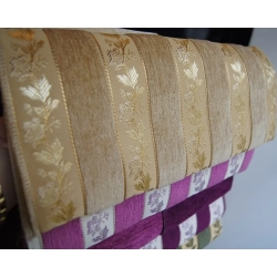 Tkanina stylowa pasy beżowe żakardowo-szenilowa